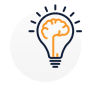 An icon of a lightbulb with a brain inside, symbolizing a creative or innovative idea.
